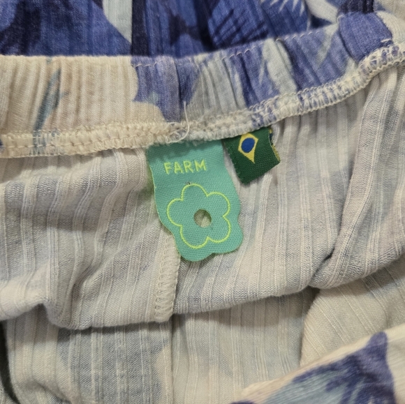 Farm Rio Blue and White Sleeveless Midi Sundress with Plunge Neckline - Picture 5 of 6